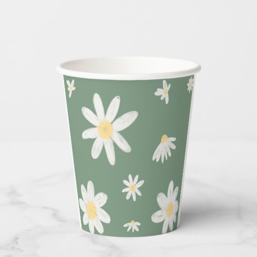 Gobelets en papier mariage floral vert sauge Bohèm (Verso)