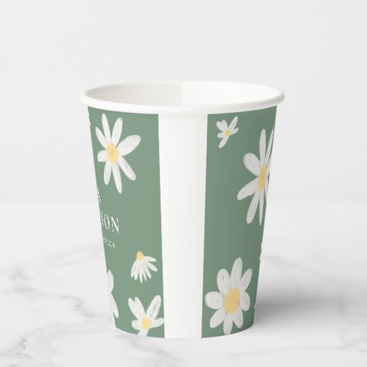 Gobelets en papier mariage floral vert sauge boho (Gauche)