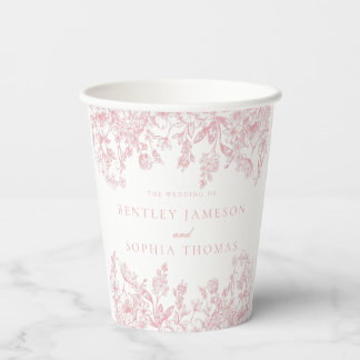 Gobelets En Papier Mariage Floral Vintage Chinoiserie Rose