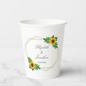 Gobelets En Papier Mariage géométrique tournesol (Recto)