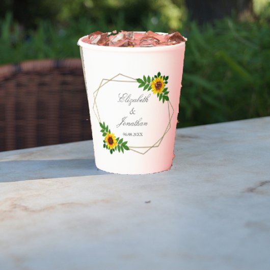 Gobelets En Papier Mariage géométrique tournesol