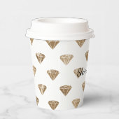 Gobelets En Papier Mariage Glam Diamants Or Blanc (Droite)