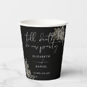 Gobelets En Papier Mariage gothique floral de roses noires et blanche (Recto)