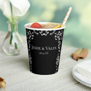 Gobelets En Papier Mariage gothique noir blanc