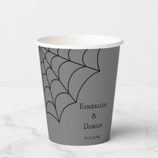 Gobelets En Papier Mariage gothique noir et gris (Verso)