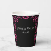 Gobelets En Papier Mariage gothique rose chaud et noir (Verso)