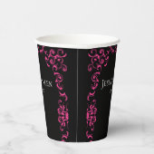 Gobelets En Papier Mariage gothique rose chaud et noir (Droite)