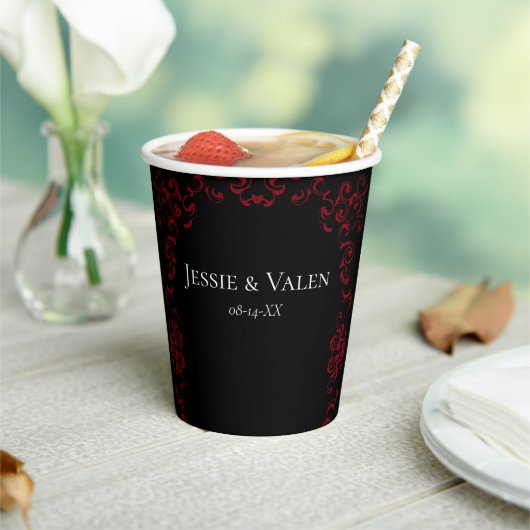 Gobelets En Papier Mariage gothique rouge et noir (Insitu)