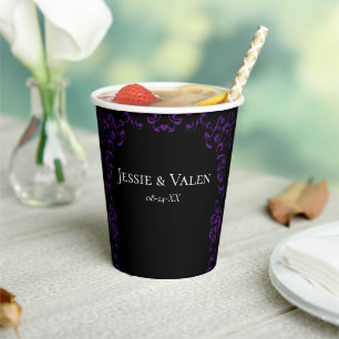 Gobelets En Papier Mariage gothique violet et noir