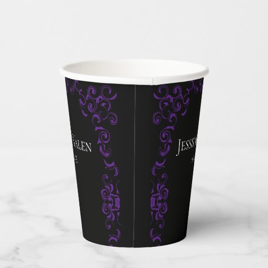 Gobelets En Papier Mariage gothique violet et noir (Droite)