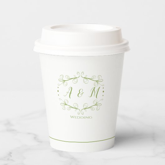 Gobelets En Papier Mariage Green Chic (Recto)