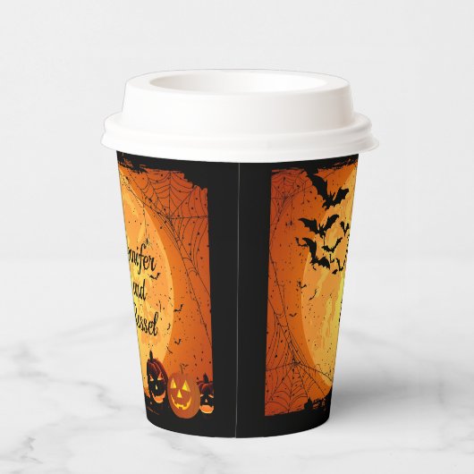 Gobelets En Papier Mariage Halloween Personnaliser Noms Chaud Froid (Droite)