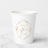 Gobelets En Papier Mariage Initiales Monogrammées Or Classique Élégan (Recto)