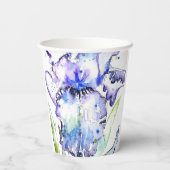 Gobelets En Papier Mariage Iris Aquarelle Iris Violet Bleu (Verso)