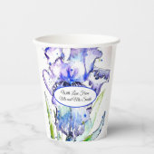 Gobelets En Papier Mariage Iris Aquarelle Iris Violet Bleu (Recto)