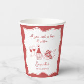 Gobelets En Papier Mariage Italien à Thème Pizza Vin Dessin Main Roug (Verso)