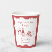 Gobelets En Papier Mariage Italien à Thème Pizza Vin Dessin Main Roug (Recto)