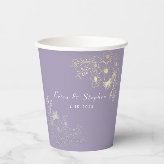 Gobelets En Papier Mariage Lavande (Recto)