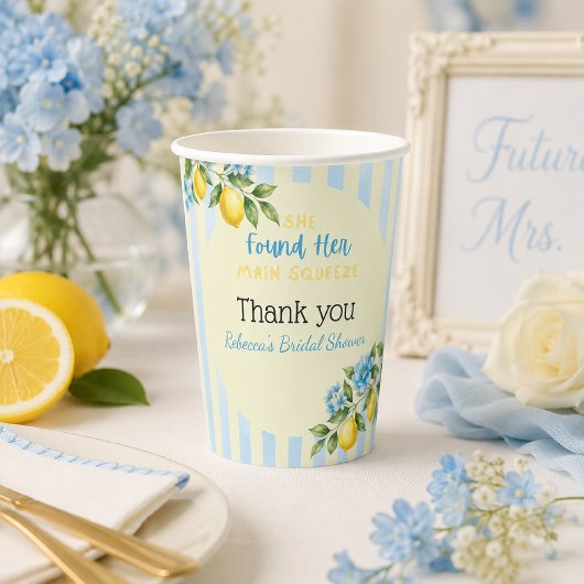 Gobelets En Papier Mariage Lemon Blue Main Squeeze