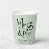 Gobelets En Papier Mariage M. Mme Sage Green (Verso)