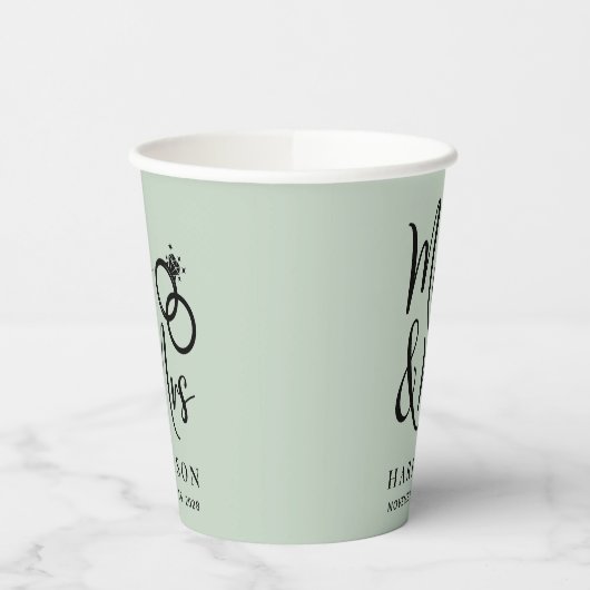 Gobelets En Papier Mariage M. Mme Sage Green (Gauche)