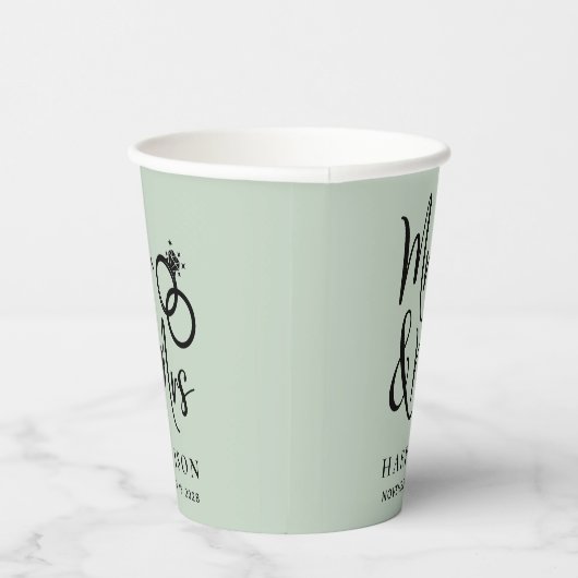 Gobelets En Papier Mariage M. Mme Sage Green (Droite)