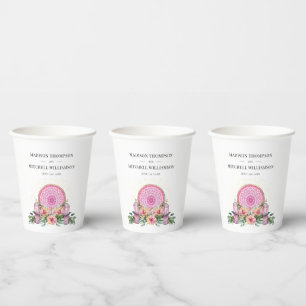 Gobelets En Papier Mariage métaphysique rose floral Mandala Crystals