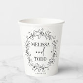 Gobelets En Papier Mariage minimal de serrure et de feuille (Recto)