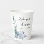 Gobelets En Papier Mariage moderne Beach Seashells (Verso)