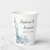 Gobelets En Papier Mariage moderne Beach Seashells (Recto)