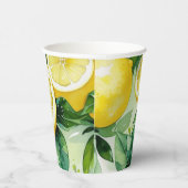 Gobelets En Papier Mariage moderne citron bleu floral script shower (Droite)