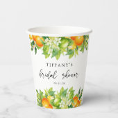 Gobelets En Papier Mariage Moderne d'Été Oranges Citron Citrus (Verso)