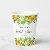 Gobelets En Papier Mariage Moderne d'Été Oranges Citron Citrus (Recto)