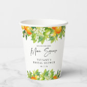 Gobelets En Papier Mariage Moderne d'Été Oranges Citron Citrus (Verso)