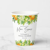 Gobelets En Papier Mariage Moderne d'Été Oranges Citron Citrus (Recto)