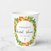 Gobelets En Papier Mariage Moderne d'Été Oranges Citron Citrus (Recto)