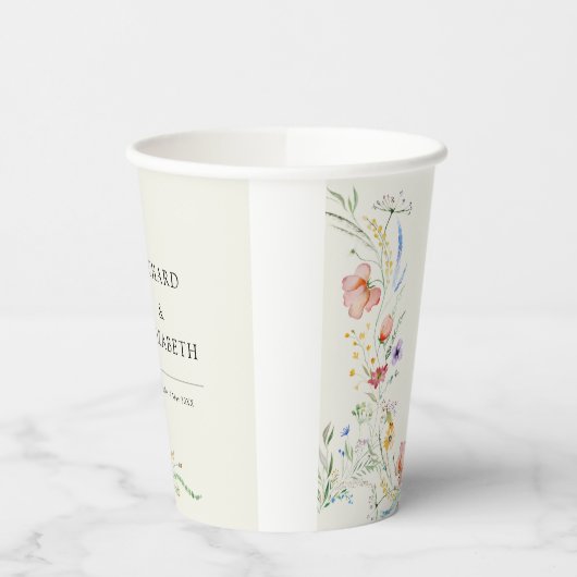 Gobelets En Papier Mariage moderne Fleur sauvage minimal élégant (Gauche)