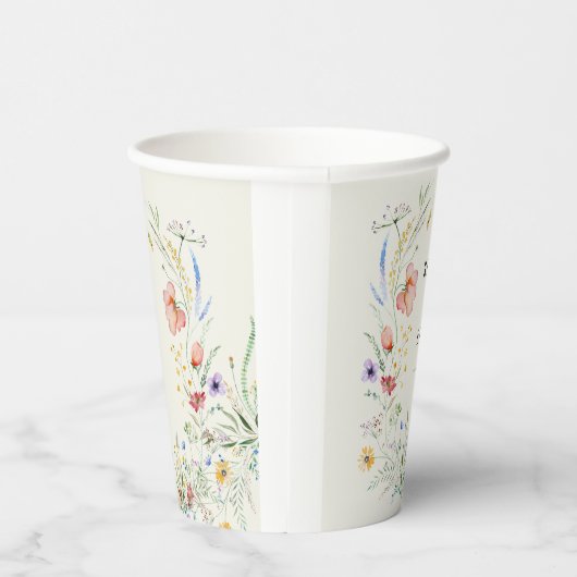 Gobelets En Papier Mariage moderne Fleur sauvage minimal élégant (Droite)