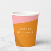 Gobelets En Papier Mariage Moderne Gras Géométrique Rose Orange (Recto)