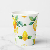 Gobelets En Papier Mariage moderne jaune citron floral écriture bapte (Droite)