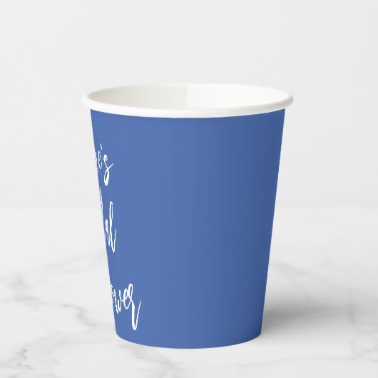 Gobelets En Papier Mariage moderne personnalisé bleu français pour la (Gauche)