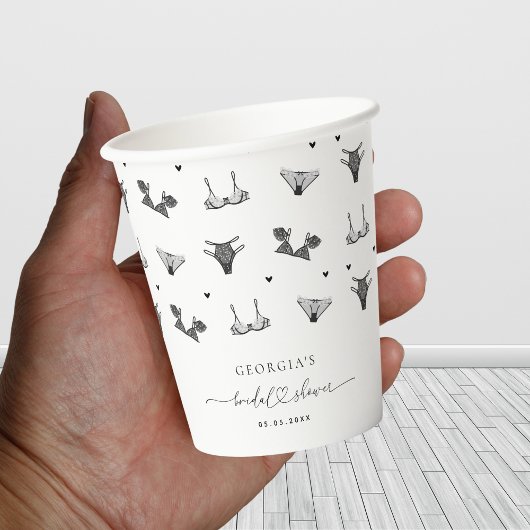 Gobelets En Papier Mariage moderne script et lingerie noire pour ente