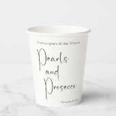 Gobelets En Papier Mariage Moderne Script Perles et Prosecco (Verso)