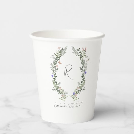 Gobelets En Papier Mariage moderne Toast Custom Réception Bar Monogra (Verso)