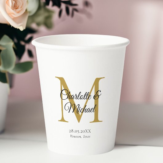 Gobelets En Papier Mariage monogramme
