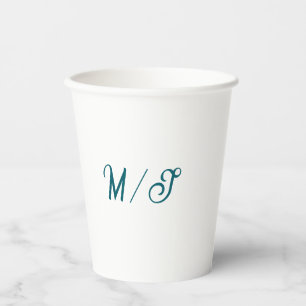Gobelets En Papier Mariage monogramme couple nom simple style