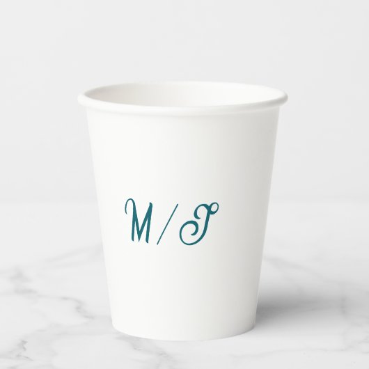 Gobelets En Papier Mariage monogramme couple nom simple style (Recto)