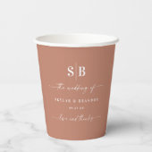 Gobelets En Papier Mariage monogramme en terre cuite simple couleur s (Verso)