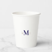 Gobelets En Papier Mariage Monogramme Gold & Navy (Verso)
