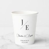 Gobelets En Papier Mariage monogramme minimal | BLANCHE (Verso)